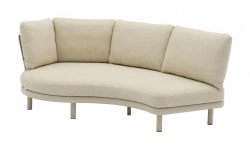 Méridienne ronde NUAGE – Aluminium époxy et teck FSC – Crème – 188 x 155 x 85 cm