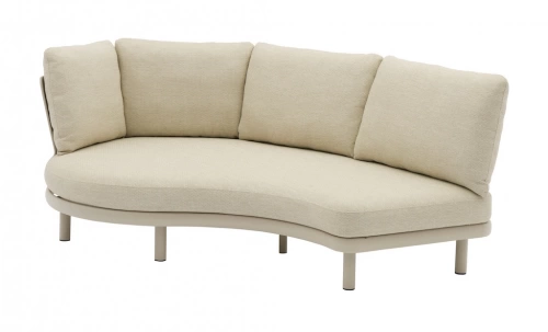 Méridienne ronde NUAGE – Aluminium époxy et teck FSC – Crème – 188 x 155 x 85 cm