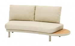 Méridienne ronde NUAGE – Aluminium époxy et teck FSC – Crème – 174 x 116 x 85 cm