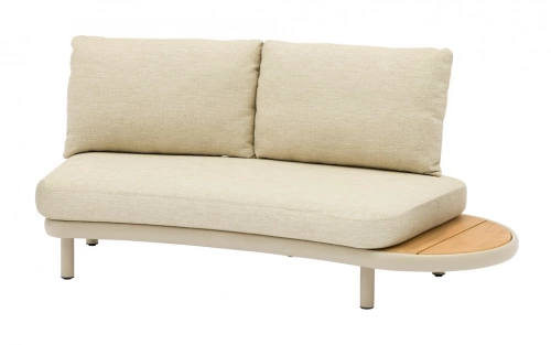 Méridienne ronde NUAGE – Aluminium époxy et teck FSC – Crème – 174 x 116 x 85 cm