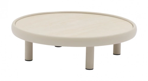 Table basse ronde NUAGE – Ø80 cm – Aluminium époxy et céramique – Crème