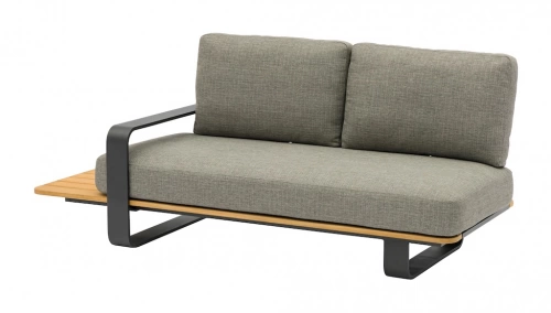 Méridienne DOX réversible droite ou gauche – 190 x 82 x 83 cm – Aluminium époxy et teck FSC – Graphite