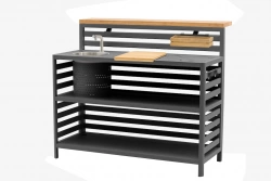 Bar NONA – 136 x 115 x 54 cm – Aluminium époxy et teck FSC – Graphite