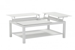 Table basse BUTTERFLY élévatrice – 120 x 80 x 42/54 cm – Aluminium époxy – Blanc