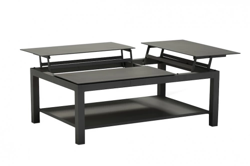 Table basse BUTTERFLY élévatrice – 120 x 80 x 42/54 cm – Aluminium époxy – Graphite