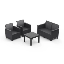 Salon bas de jardin Emma en polypropylène noir, 4 personnes