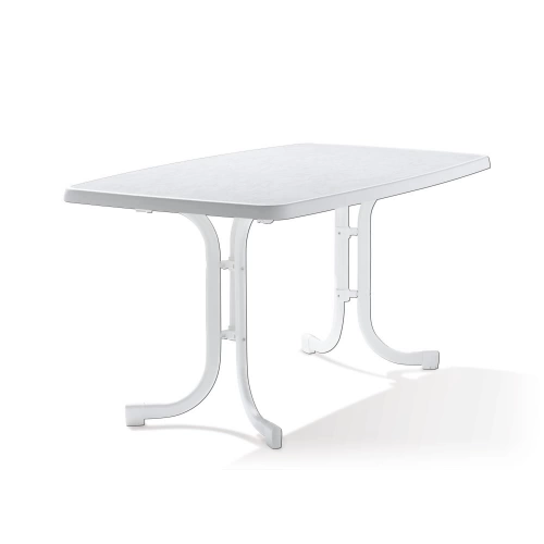 Table pliante Mecalit®-PRO 150 x 90 cm, plateau marbre blanc, pieds blanc