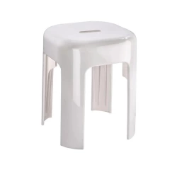 Tabouret à poser en plastique, blanc, Alaska, l.35 x L.35 x H.45 cm