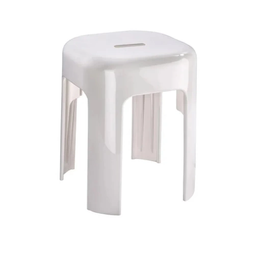 Tabouret à poser en plastique, blanc, Alaska, l.35 x L.35 x H.45 cm